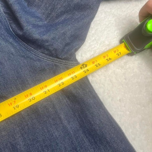 Vintage Carhartt men's pearl snap dark wash multi pocket denim shirt utility L - Picture 6 of 7